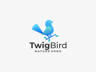 Twig Bird Logo animal bird blue branding colorful design gradient logo graphic design icon illustration logo music natural nature vector