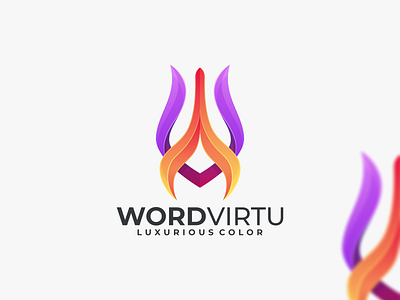 Word Virtu Logo brand identity branding colorful gradient logo graphic design icon initial lettermark logo minimalist modern vector world