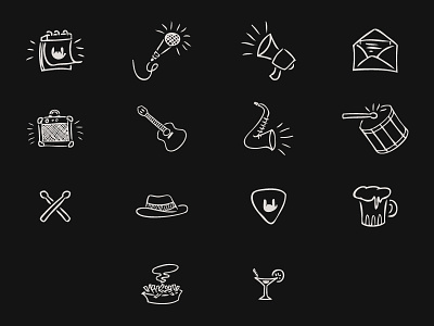Echons (Custom icons) food hand drawn icons music web
