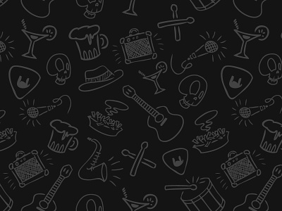 Echos - Custom Pattern dark food hand drawn icons music pattern skull