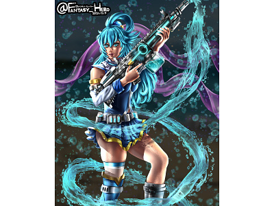 Aquafied anime animegirl aqua art artwork character design digitalart digitaldrawing digitalpainting erotic fanart illustration weapon