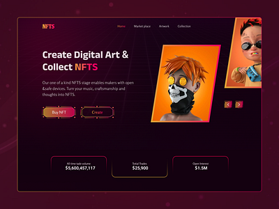 NFT Landing Page Design bitcoin blockchain crypto cryptocurrency dark dark mode design graphic design home page landing page marketplace metaverse nft nft marketplace nfts ui ui design ui ux web design website