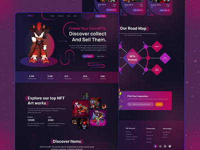 NFT Landing Page 3d bitcoin blockchain crypto cryptocurrency dark graphic design landing page marketplace metaverse nft nft landing page nftmarketplace nfts studio token ui ux design web3 website design