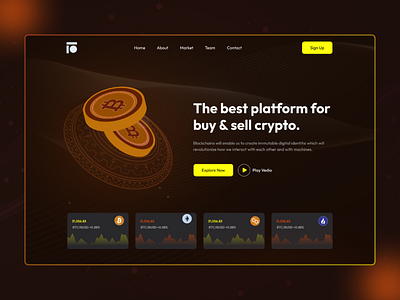 Cryptocurrency Landing Page 3d bitcoin blockchain clean crypto exchange crypto landing crypto web design crypto website cryptocurrency cryto wallet crytop transacitons dark ui design ethereum graphic design landing page minimal uiux web3 webdesign