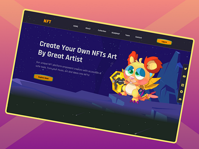 NFT Landing Page Design 3d 3d landing page bitcoin blockchain cryptoart cryptocurrency dark graphic design landing page marketplace metaverse nft nftmarketplace nfts studio token ui ui ux uiux website design