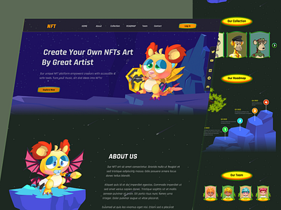 NFT Landing Page Design 3d 3d landing page bitcoin blockchain cryptoart cryptocurrency dark graphic design landing page marketplace metaverse nft nftmarketplace nfts studio token ui ui ux uiux website design