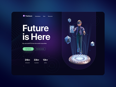 NFT Website concept 3d clean ui crypto dark theme design illustration moontek nft nft website software development company trend ui ux