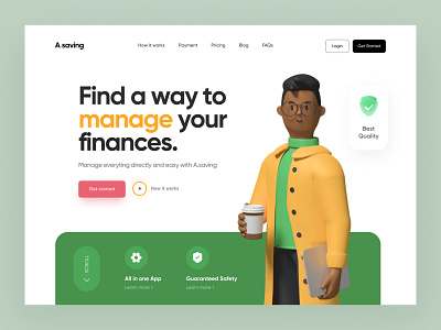 Finance website 3d clean ui design designer finance green logo money moontek planning software development company ui ux