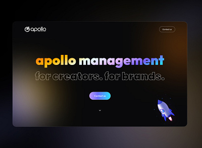 Apollo Management artist dark them dark theme design glassmorphism graphic design influencers moontek software development company ui ux webflow website design