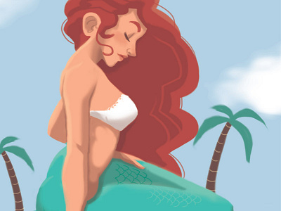 Redhead Mermaid digital painting illustration photoshop