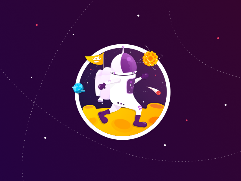 Spaceman on Moon by Wander Yang on Dribbble