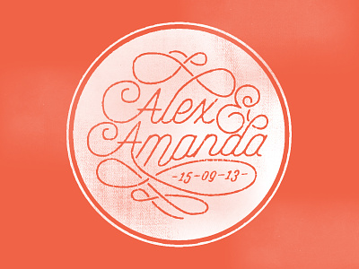 Alex & Amanda badge emblem icon script swirl texture type typography vintage wedding