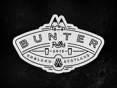 Bunter Rally badge emblem icon texture type typography vintage