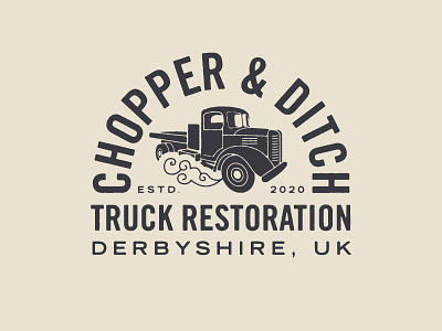 Chopper & Ditch badge brand brand identity branding design illustration lettering logo texture truck typography vintage