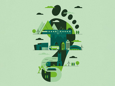 Innovate Issue 3 - Green Issue cover derby design editorial foot green illustration sustainability transport