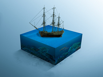 A lost ship in an ocean Microworld 3d adobe phtoshop animation benny edits branding graphic design logo microworld microworld benny productions microworlds microworlds benny edits microworlds benny productions motion graphics ui