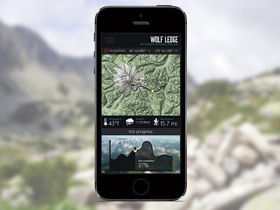 Trailhead App - Hike Screen data graph hiking interface map nature outdoors park trailhead ui ux weather