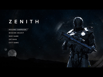 Zenith - Video Game Menu Screen indie interactive menu shooter ui video game