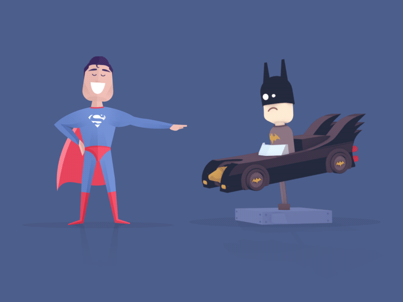 Batman VS. Superman 2d 3d after batman c4d character flat loop motion motion design superman vs