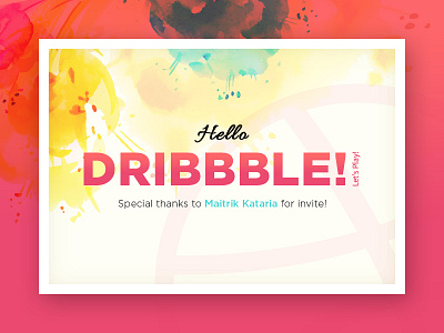 Hello Dribbble! debut dribbble first first shot hello illustration invitation pink shot thanks vector work