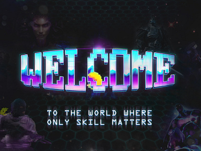 Welcome banner banner dark mode design game illustration photoshop retro