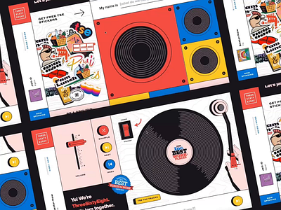 Project Turntable awards design illustration interactive landing pages music records stickers strategy ui uidesign vector web web design