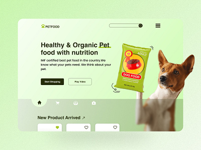 Pet Food Website Header Design best color design eye catching header design illustration inspiration landing page pet pet care pet food landing page desgn petfood ui ui ux user interface website design