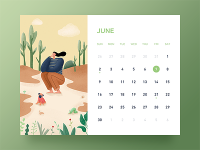 June banner desk calendar illustration ui