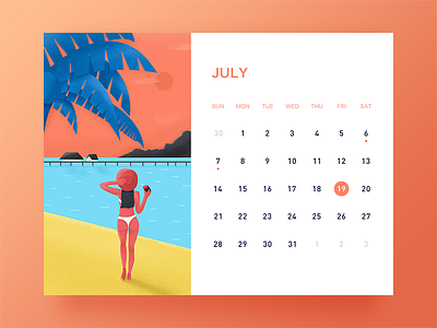 July banner desk calendar illustration ui