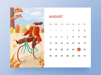 August banner desk calendar illustration ui