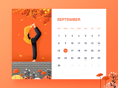 September banner desk calendar illustration ui