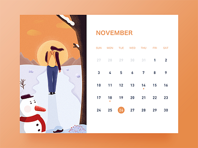 November desk calendar illustration ui