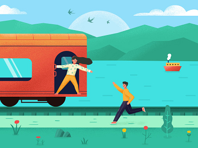 Get on the train illustration ship train travel