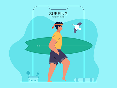 surfing illustration play poster surfing uiux