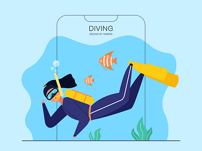 Diving diving illustration