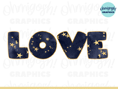 Navy Watercolour Love Sublimation Design PNG