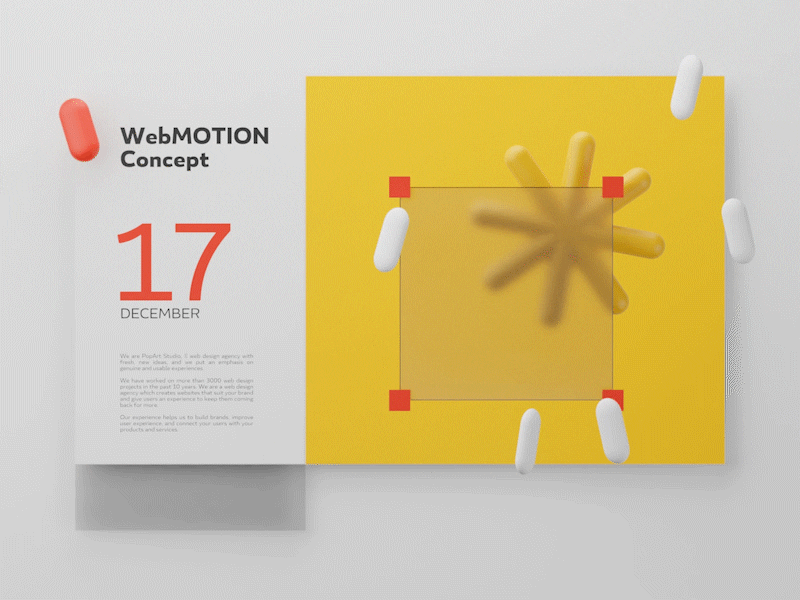 webMotion December 3d 3d animation animated animated gif animation clean december element interactive motion red simple ux web animation web design web interface webdesign white year yellow