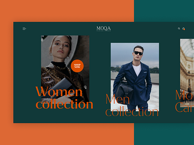Moqa - Fashion Website Concept bags brandwebsite clothing clothing brand clothingwebsite digital ecommercedesign fashion fashionbrand fashionwebsite green orange suits ui uidesign uiuxdseign webdesign website