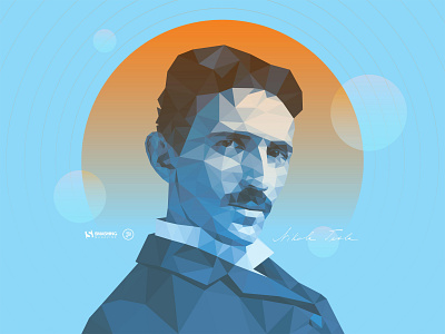 Against The Current - Calendar Design blue design illustration low poly modern nikola tesla vector