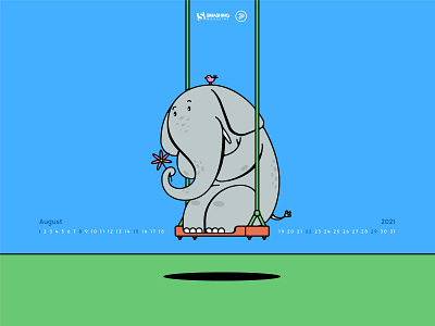 Ivory Tower - Calendar Design bird calendar design elephant flat colors flower illustration smashing swing vector world elephant day