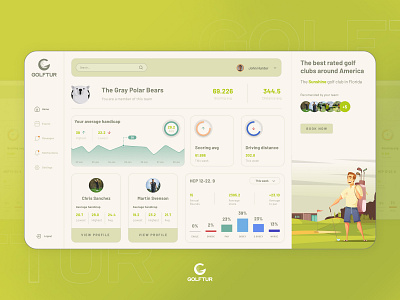 Golftur - Golf tournament dashboard concept branding design illustration logo modern ui ux vector webdesign website