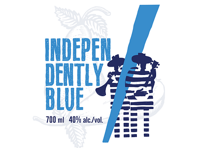Independently blue illustration blue design label logo modern musician pear rakia serbia spirit trumpet