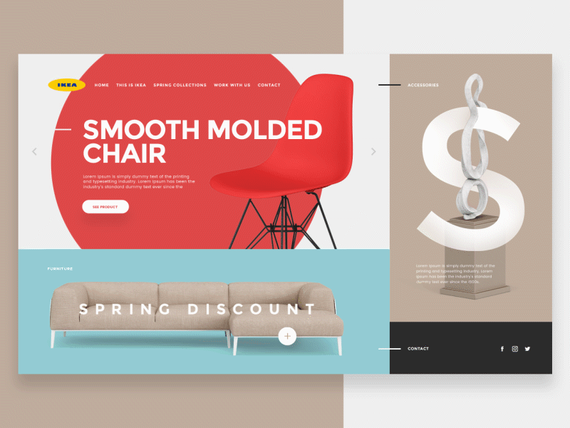 Ikea - web design concept animation chair design digital furniture ikea interactive red smooth transition webdesign