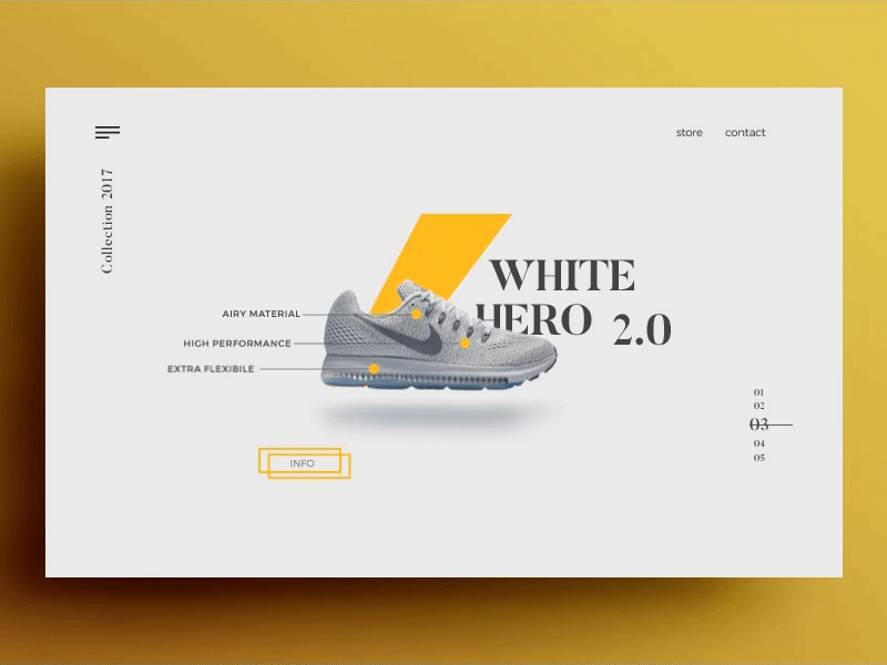 Website Concept Nike Footwear animation concept ecommerce footwear nike online shop sneakers user interface web shop website white yellow