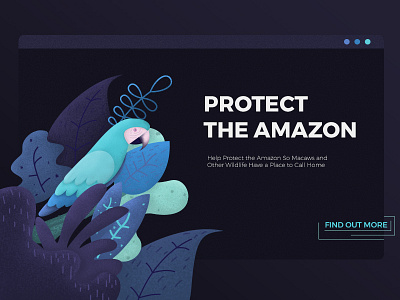 Protect the Amazon blue landing landing page parrot ui web