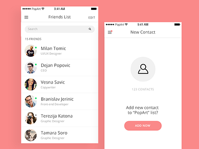 PopArt's Contacts app clean ui ux