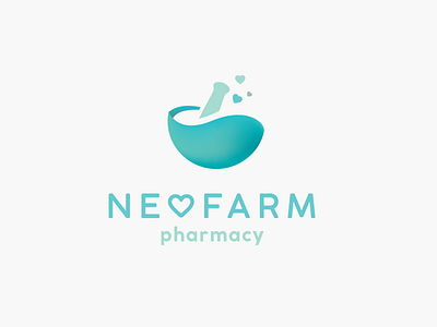 Neofarm Logo Design cute flat gradient green heart logo modern pharmacy