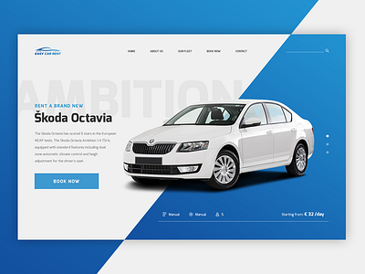 Rent-a-car website automobile automotive blue car design octavia web design website škoda