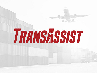 TransAssist logo design air airplane cargo logo logo design plane red runway stylized transportation usa