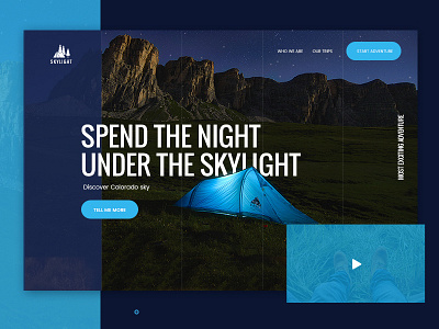 Under the skylight - website concept blue explore modern nature tent travel ui ux web web design webdesign